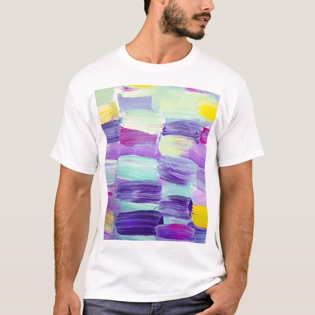 Handmålad Abstrakt Art-bakgrund T Shirt (Framsida)