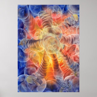 Handmålad Abstrakt Energi Strålande Spiral Konst Poster