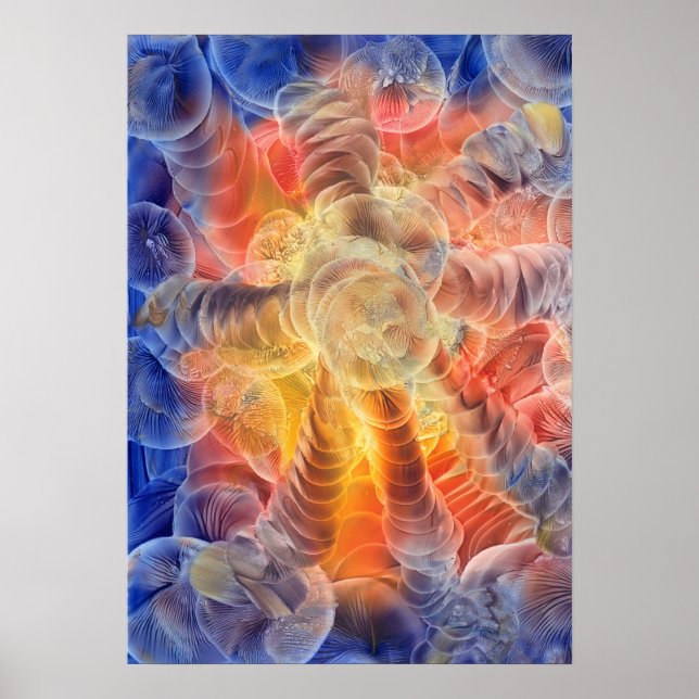 Handmålad Abstrakt Energi Strålande Spiral Konst Poster (Framsidan)