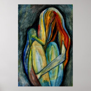 Handmålad Abstrakt Female Modern Watercolor Poster