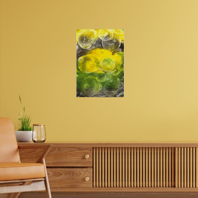 Handmålad Abstrakt Konst Gul och Grön Poster (Vardagsrum 2)