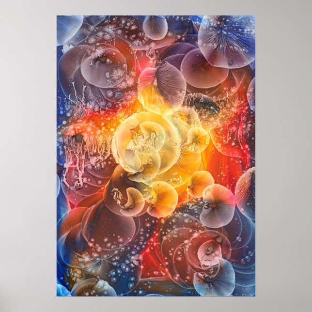 Handmålad Abstrakt Konst - Kosmisk Glöd Poster (Framsidan)