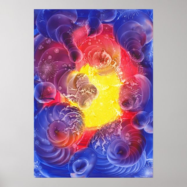 Handmålad Abstrakt Kosmisk Ljuskonst Poster (Framsidan)