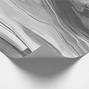 Handmålad abstrakt, marmorerad, svart, vit presentpapper