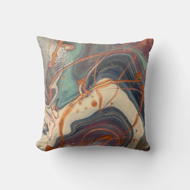 Handmålad Abstrakt Pillow Kudde (Framsida)