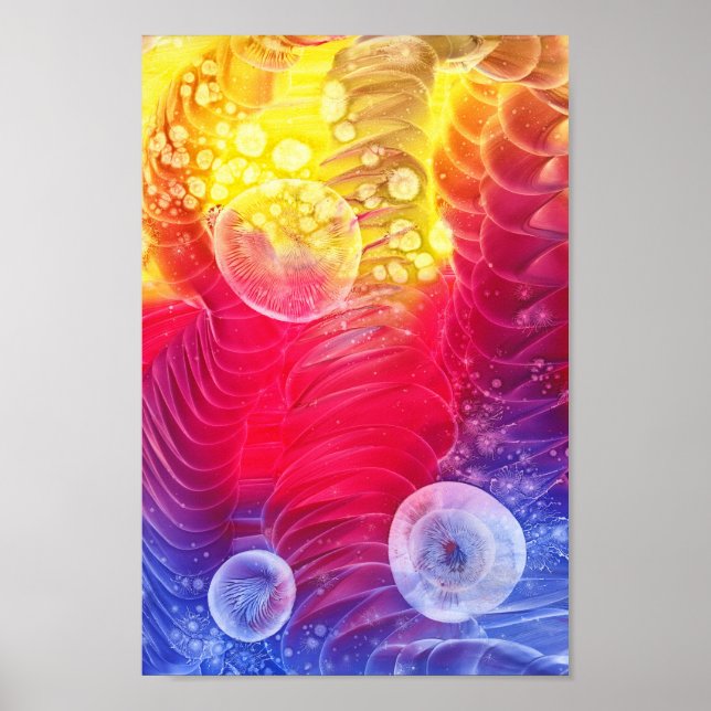 Handmålad Abstrakt Solsken Glow Konstverk Poster (Framsidan)