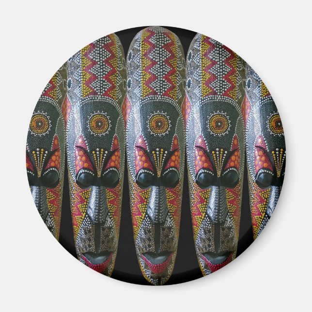 Handmålad afrikansk stammask magnet (Framsidan)