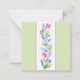 Handmålad akvarell Blommig liten BILAGA  Anteckningskort