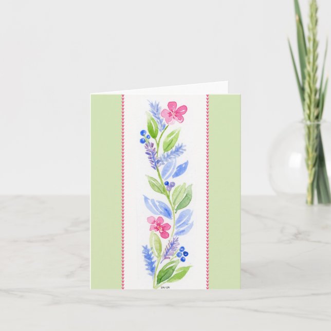 Handmålad akvarell Blommig Not Blank Anteckningskort (Framsida)