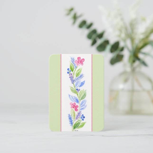 Handmålad akvarell Blommig Not Blank Anteckningskort (Stående Fram)