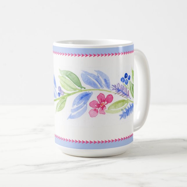Handmålad akvarell Blommor Pastell Kaffemugg (Framsida höger)