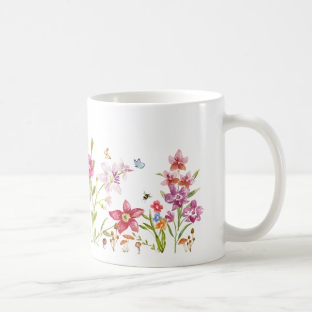 Handmålad akvarell botanisk konst kaffemugg (Höger)