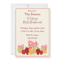 Handmålad akvarell löv Äpplen Rosh Hashanah