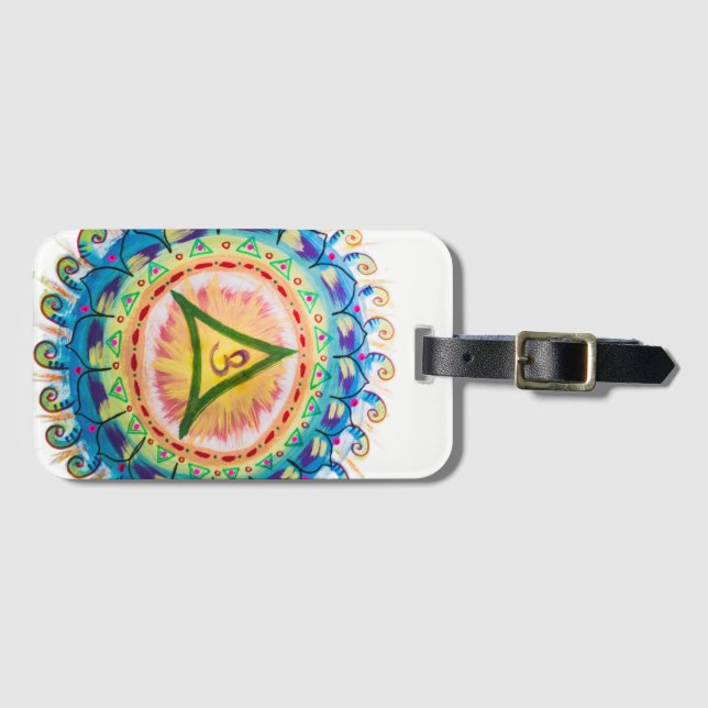 Handmålad akvarell Om Mandala  Bagagebricka (Framsida horisontal)