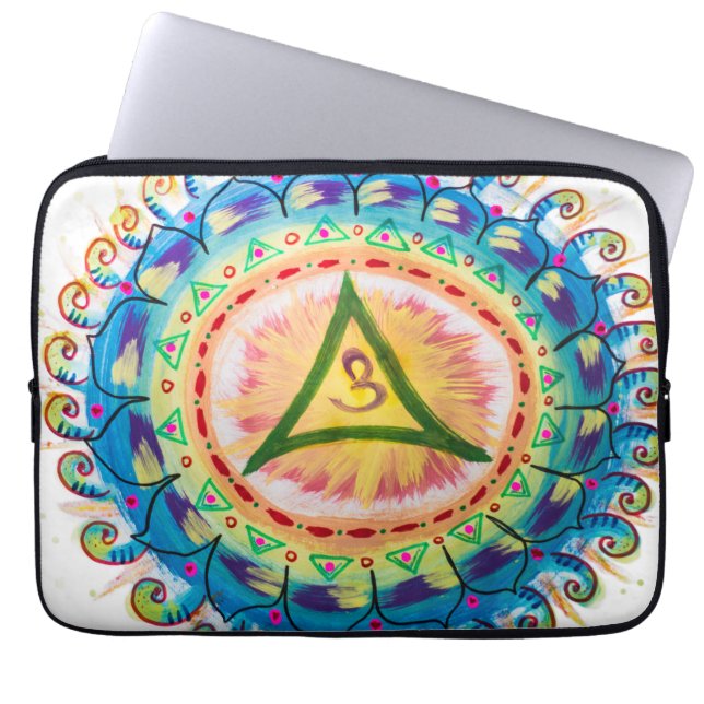 Handmålad akvarell Om Mandala  Laptop Fodral (Framsidan)