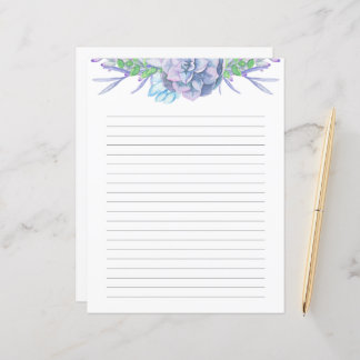 Handmålad akvarell suckulent linjerat papper