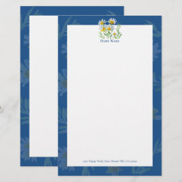 Handmålad akvarellblommig brevpapper
