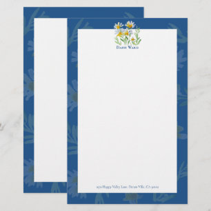 Handmålad akvarellblommig brevpapper