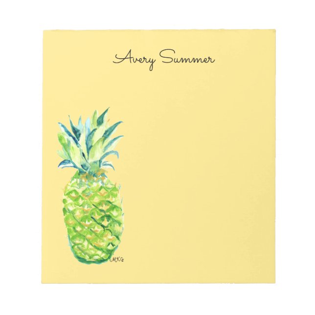 Handmålad Ananas Gul Inköpslista Anteckningsblock (Framsida)