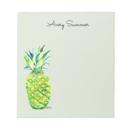 Handmålad ananas-sage-grocery lista anteckningsblock