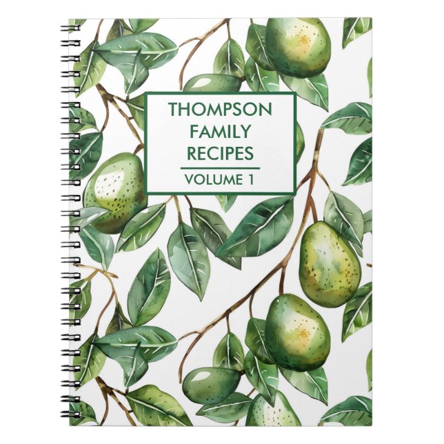 Handmålad Avocado träd Personlig Recipe Anteckningsbok (Framsidan)