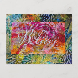 Handmålad BELIEVE-konst Helg Vykort