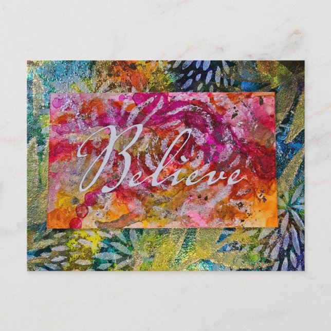 Handmålad BELIEVE-konst Helg Vykort (Framsida)