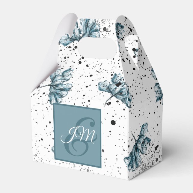 Handmålad blå Blommigt Monogram Presentaskar (Framsidan Sidan)