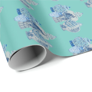 Handmålad blå och vit ingefära Burk Presentpapper