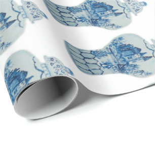 Handmålad blå och vit ingefära Burk Presentpapper