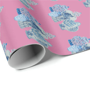 Handmålad blå och vit ingefära Burk Presentpapper
