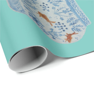 Handmålad blå och vit ingefära Burk Presentpapper