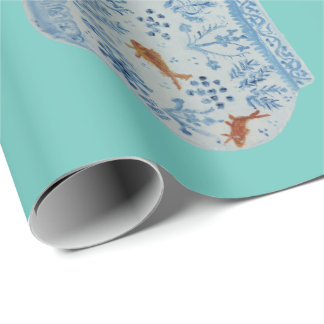 Handmålad blå och vit ingefära Burk Presentpapper