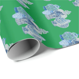 Handmålad blå och vit ingefära Burk Presentpapper