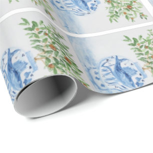 Handmålad blå och vit ingefära Burk Presentpapper