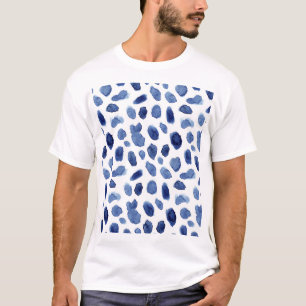 Handmålad, blå vattenfärgsstenar. t shirt