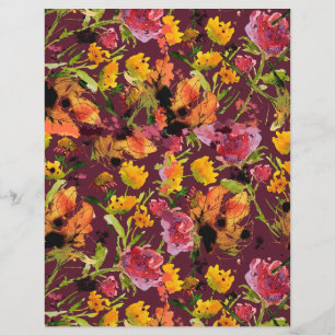 Handmålad bläck blommor pappersark