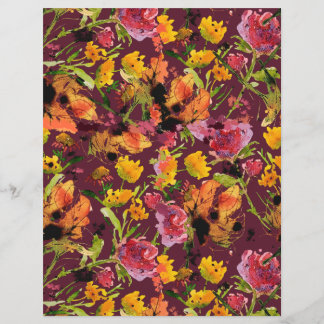 Handmålad bläck blommor pappersark