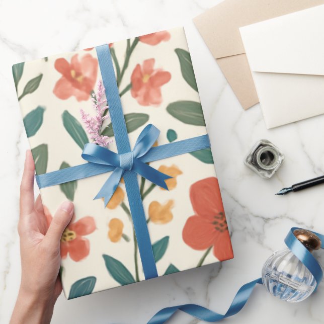 Handmålad Blommig Mönster – Färgrik Botanik  Presentpapper (Gifting)