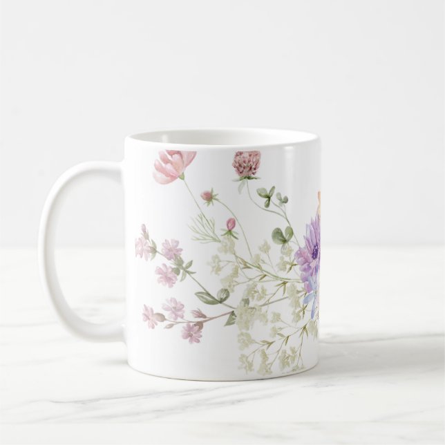 Handmålad blommigt kaffemugg (Vänster)