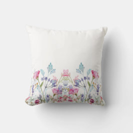 Handmålad Blommigt Skriv ut Kudde