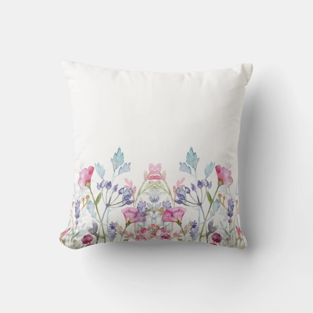 Handmålad Blommigt Skriv ut Kudde (Framsida)