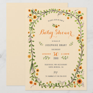 Handmålad Blommigt Solros Boho Baby Shower Inbjudningar