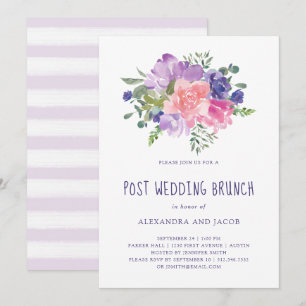 Handmålad Blommigt Vattenfärg efter Bröllop Brunch Inbjudningar