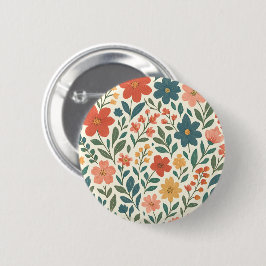 Handmålad blomsterdesign – Färgrik botanik Knapp