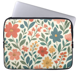 Handmålad blomsterdesign – Färgrik botanik Laptop Fodral