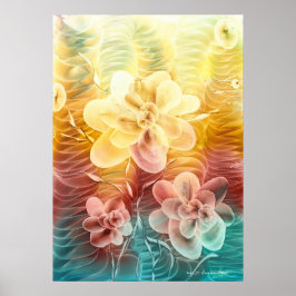 Handmålad blomsterfantasi-konst poster