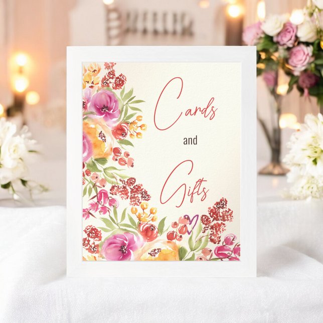 Handmålad Boho Blommigt Cards Gifts Möhippa Poster (Hand-Painted Boho Floral Cards Gifts Bridal Shower Poster)