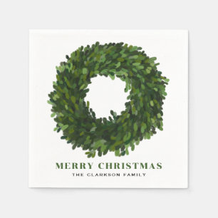 Handmålad Boxwood God Jul Pappersservett