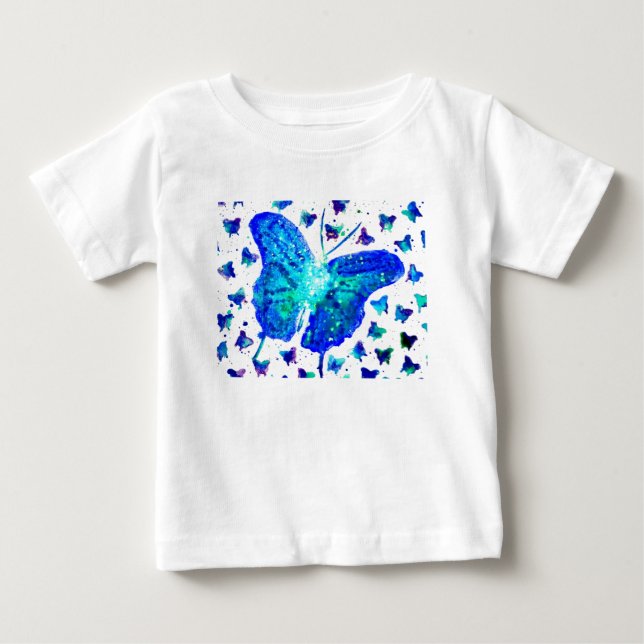 Handmålad Butterfly Baby Romper T-shirt (Framsida)